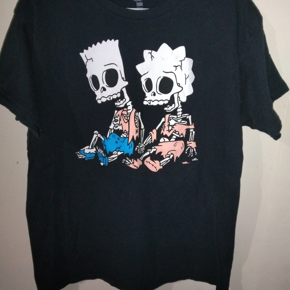 Simpsons Other - The Simpsons Black Graphic Tee with Skeleton Design
